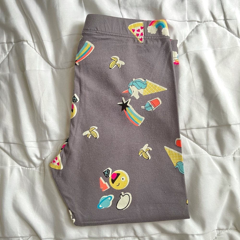 Girls Grey Emoji Leggings